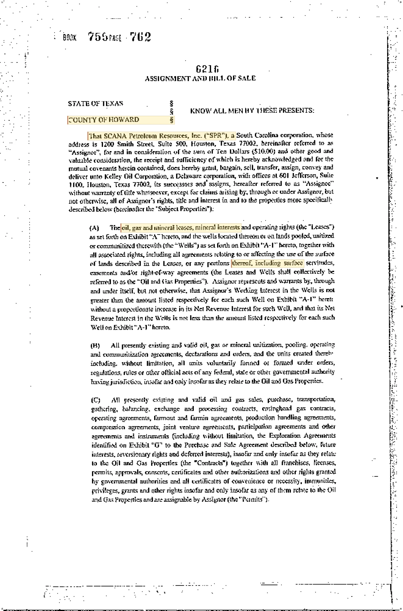 Scana Petroleum Resources Inc. - Recorded Dr Vol: 755 Pg: 762; Assignment (Doc #DOCC00006216-DR-755-762)